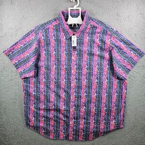 NEW Cremieux Casual Shirt Men 3XB Stretch Graphic Short Sleeve Colorful Striped